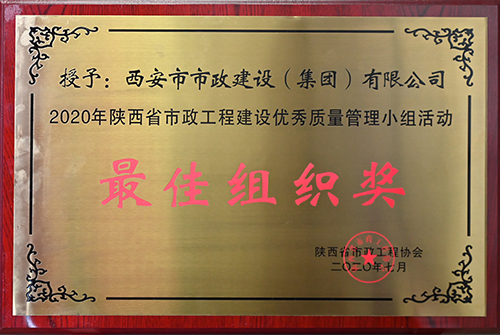 最佳組織獎，省市政工程建設(shè)優(yōu)秀質(zhì)量管理小組活動